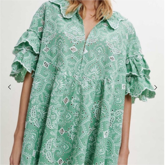 Maje Raberie Embroidered Eyelet Cotton Dress hold C - Picture 4 of 16